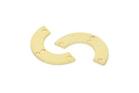 Gold Geometric Pendant, 4 Gold Plated Brass Semi Circle Blanks With 4 Holes, Geometric Pendant, Findings (25x12.5x5.5x0.8mm) E013
