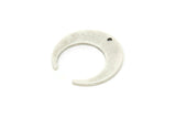 Silver Moon Charm, 6 Antique Silver Plated Brass Crescent Moon Charms With 1 Hole (18x5x1mm) M03415