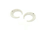 Silver Moon Charm, 6 Antique Silver Plated Brass Crescent Moon Charms With 1 Hole (18x5x1mm) M03415
