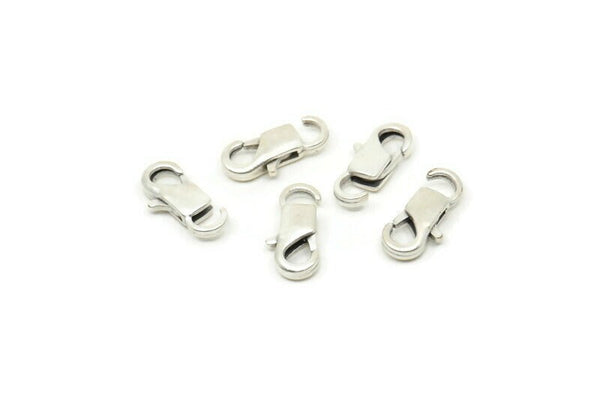 Silver Parrot Clasps, 10 Antique Silver Plated Brass Lobster Claw Clasps (12x6mm) A0987