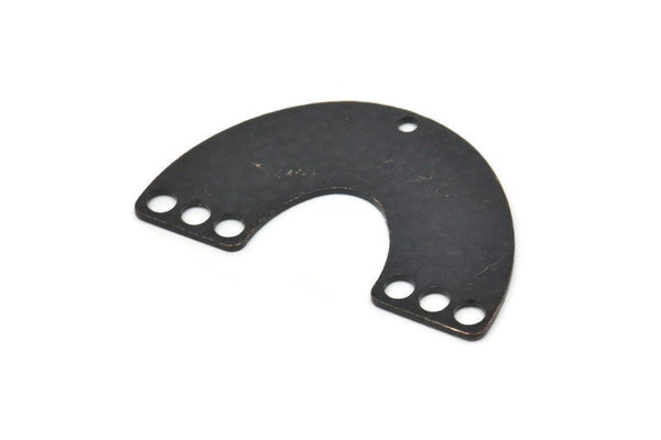Siyah U Charm, 7 Delikli 2 Çekiçlenmiş Oksitlenmiş Siyah Pirinç U Şeklinde Bağlantı Parçası, Kolye Uçları, Bulgular (41x25x1mm) D1169 H1109