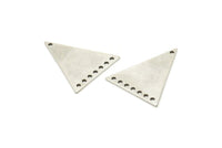 Gümüş Üçgen Charm, 8 Delikli 4 Antik Gümüş Kaplama Pirinç Üçgen Bağlantı Parçası, Küpeler, Bulgular (26x23x1mm) D1180