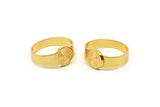 Gold Ring Setting, 2 Gold Plated Brass Adjustable Ring Blanks (18-19mm) Mn51 Q0500
