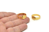 Gold Ring Setting, 2 Gold Plated Brass Adjustable Ring Blanks (18-19mm) Mn51 Q0500