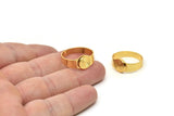 Gold Ring Setting, 2 Gold Plated Brass Adjustable Ring Blanks (18-19mm) Mn51 Q0500