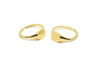 Gold Oval Ring, 2 Gold Plated Brass Ring Oval Settings (18mm) E266
