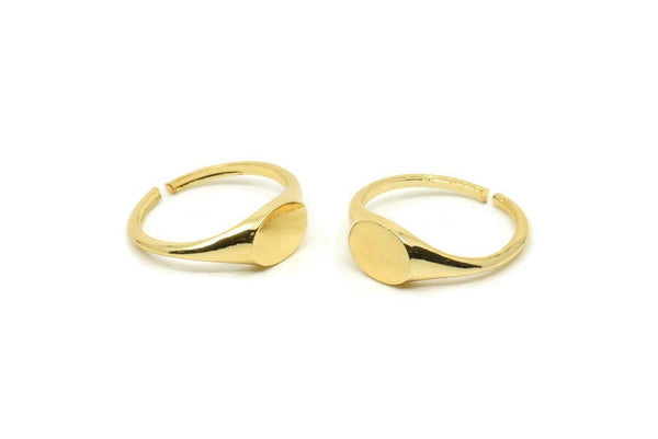 Gold Oval Ring, 2 Gold Plated Brass Ring Oval Settings (18mm) E266