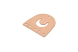 Rose Gold Moon Charm, 8 Rose Gold Plated Brass D Shape Charms With 6 Holes (16x17x0.50mm) M720