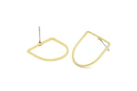D Shape Earring, 6 Gold Plated Brass D Shape Stud Earrings (19x19x1mm) BS 2329 A4648
