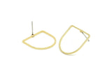 D Shape Earring, 6 Gold Plated Brass D Shape Stud Earrings (19x19x1mm) BS 2329 A4648
