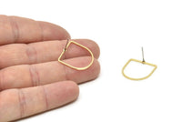 D Shape Earring, 6 Gold Plated Brass D Shape Stud Earrings (19x19x1mm) BS 2329 A4648