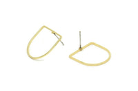 D Shape Earring, 6 Gold Plated Brass D Shape Stud Earrings (19x19x1mm) BS 2329 A4648