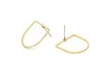 D Shape Earring, 6 Gold Plated Brass D Shape Stud Earrings (19x19x1mm) BS 2329 A4648