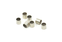 Silver Tube Beads, 100 Antique Silver Plated Brass Tube Beads, Tiny Tube Beads (4x4mm) Bs 1450