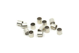 Silver Tube Beads, 100 Antique Silver Plated Brass Tube Beads, Tiny Tube Beads (4x4mm) Bs 1450