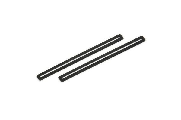 Siyah Çubuk Charm, 24 Oksitlenmiş Siyah Pirinç Çubuk Charm, Bulgular, Küpeler (40x3x0,60 mm) D1192