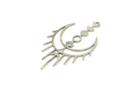 Silver Moon Charm, 8 Antique Silver Plated Brass Crescent Moon Charms With 1 Loop, Findings (41x24x0.60mm) SMP0273 A6894 Q0477