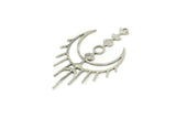 Silver Moon Charm, 8 Antique Silver Plated Brass Crescent Moon Charms With 1 Loop, Findings (41x24x0.60mm) SMP0273 A6894 Q0477