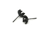 Siyah Çiçek Küpe, 4 Oksitlenmiş Siyah Pirinç Çiçek Küpe (9 mm) N1934