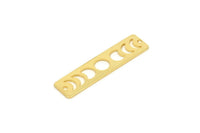 Gold Rectangle Charm, 2 Gold Plated Brass Moon Phases Charms With 2 Holes, Stamping Blanks (40x10x0.80mm) M01997 H1149