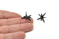Siyah Boom Küpe, 4 Oksitlenmiş Siyah Pirinç Boom Küpe (22x17x2mm) N1488