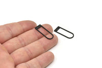 Siyah D Şeklinde Tılsım, 1 Delikli 12 Oksitlenmiş Siyah Pirinç D Şeklinde Tılsım, Küpeler, Bulgular (26x9x1mm) A4416 Q0715