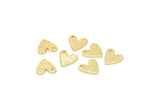 Gold Heart Charm, 12 Textured Gold Plated Brass Heart Charms With 1 Hole (8x1mm) M02170