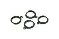 Siyah Leverback Küpe, 6 Oksitlenmiş Siyah Pirinç Leverback Küpe, Bulgular (14 mm) A0789