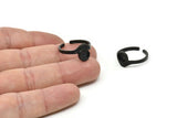 Black Ring Settings, 4 Oxidized Black Brass Adjustable Sunrise Rings - Pad Size 6mm N0738