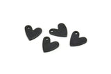 Black Heart Charm, 24 Oxidized Black Brass Heart Charms With 1 Hole (8x1mm) M02172