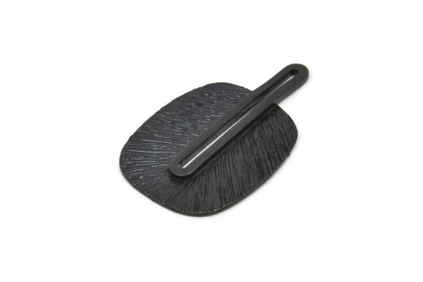 Siyah Pirinç Charm, Oksitlenmiş Siyah Pirinç Dokulu Charm, Küpe (43x28x0,80 mm) N0716