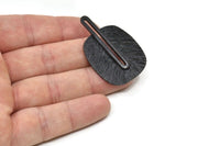 Siyah Pirinç Charm, Oksitlenmiş Siyah Pirinç Dokulu Charm, Küpe (43x28x0,80 mm) N0716