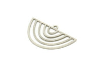 Semi Circle Charm, 10 Antique Silver Plated Brass Semi Circle Charms With 1 Loop, Pendant Charms (16x28x0.60mm) A4279