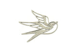 Silver Bird Charm, 4 Antique Silver Plated Brass Swallow Bird Shaped Charms, Findings (37x37x0.60mm) SMP0114 A5283