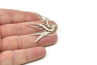 Silver Bird Charm, 4 Antique Silver Plated Brass Swallow Bird Shaped Charms, Findings (37x37x0.60mm) SMP0114 A5283