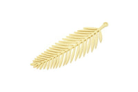 Gold Leaf Charm, Gold Plated Brass Leaf Charms With 1 Loop, Leaf Earrings (50x18x0.80mm) SMP1542 A2992