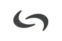 Black Moon Charm, 4 Oxidized Black Brass Crescent Moon Charms With 2 Holes, Findings, Connectors (30x8x1mm) D1201