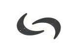 Black Moon Charm, 4 Oxidized Black Brass Crescent Moon Charms With 2 Holes, Findings, Connectors (30x8x1mm) D1201