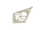 Silver Diamond Charm, 4 Antique Silver Plated Brass Mountain Charms With 1 Loop, Sun Rising Charms, Findings (42x26x0.60mm) SMP0346 A2615