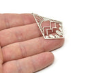 Silver Diamond Charm, 4 Antique Silver Plated Brass Mountain Charms With 1 Loop, Sun Rising Charms, Findings (42x26x0.60mm) SMP0346 A2615