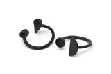 Black Ring Settings, 2 Oxidized Black Brass Moon And Planet Ring With 1 Stone Setting - Pad Size 5mm N1063