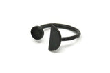 Black Ring Settings, 2 Oxidized Black Brass Moon And Planet Ring With 1 Stone Setting - Pad Size 5mm N1063