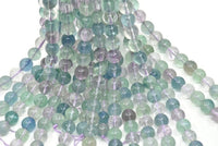 Gökkuşağı Florit Boncuklar, Yuvarlak Değerli Taş Boncuklar, Doğal Yeşil Florit Kristal Kuvars Boncuklar, 10 - 12 - 14 mm Tam Telli Florit Değerli Taş
