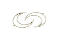 Silver Moon Charm, 12 Antique Silver Plated Brass Crescent Moon Charms With 1 Loop (30x10x0.80mm) SMP0072 A6282 Q0291