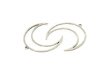 Silver Moon Charm, 12 Antique Silver Plated Brass Crescent Moon Charms With 1 Loop (30x10x0.80mm) SMP0072 A6282 Q0291