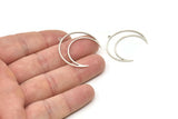Silver Moon Charm, 12 Antique Silver Plated Brass Crescent Moon Charms With 1 Loop (30x10x0.80mm) SMP0072 A6282 Q0291