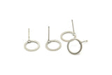 Silver Circle Earring, 10 Antique Silver Plated Brass Circle Stud Earrings (10x0.80mm) A2576 A6040