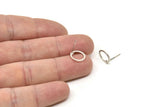 Silver Circle Earring, 10 Antique Silver Plated Brass Circle Stud Earrings (10x0.80mm) A2576 A6040
