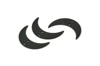 Black Moon Charm, 8 Oxidized Black Brass Crescent Moon Charms With 2 Holes, Findings, Connectors (21x6x1mm) D1132