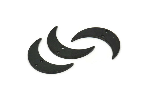 Siyah Ay Tılsımı, 2 Delikli 8 Oksitlenmiş Siyah Pirinç Hilal Tılsımı, Bağlantı Parçaları (21x6x1mm) D1132